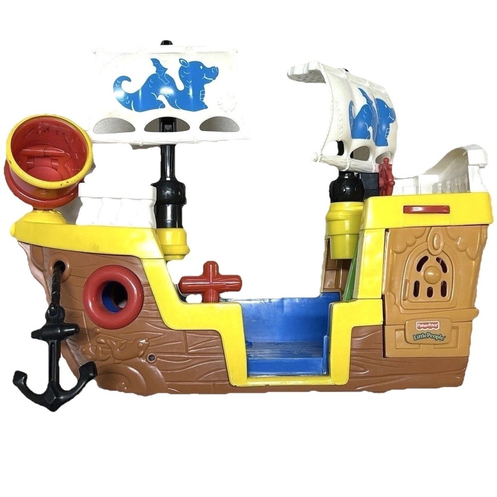 Fisher Price Little People Pirate Ship 2005 Sea Treasure Toy Boat No Sound